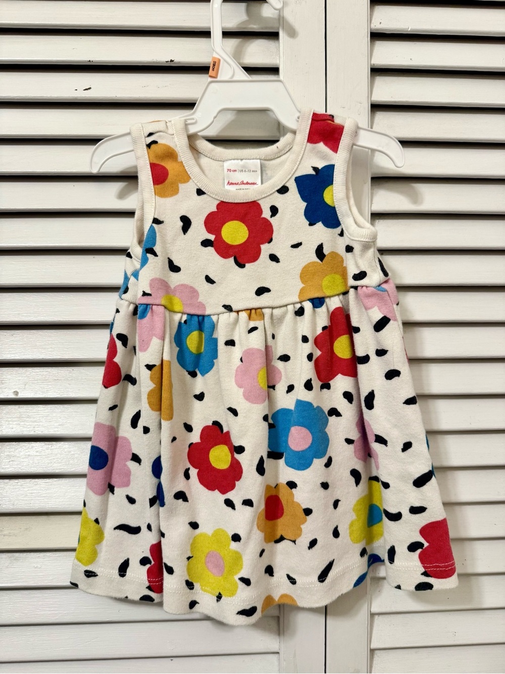 Hanna Andersson Cream Tank Dress Set 6-12m 🌸 Red, Blue, Yellow & Pink Flowers